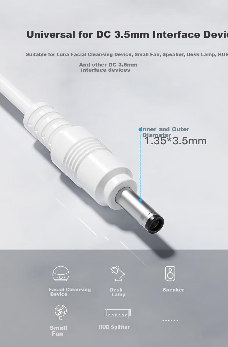Jinling Shengbao Saky Electric Toothbrush Charging Cable for G5 Pro/G22/G32/B32/T2/T3/G33/M4/H3/H5 Water Flosser Round Hole Charging Cable DC3.5mm Power Cable 1m 2