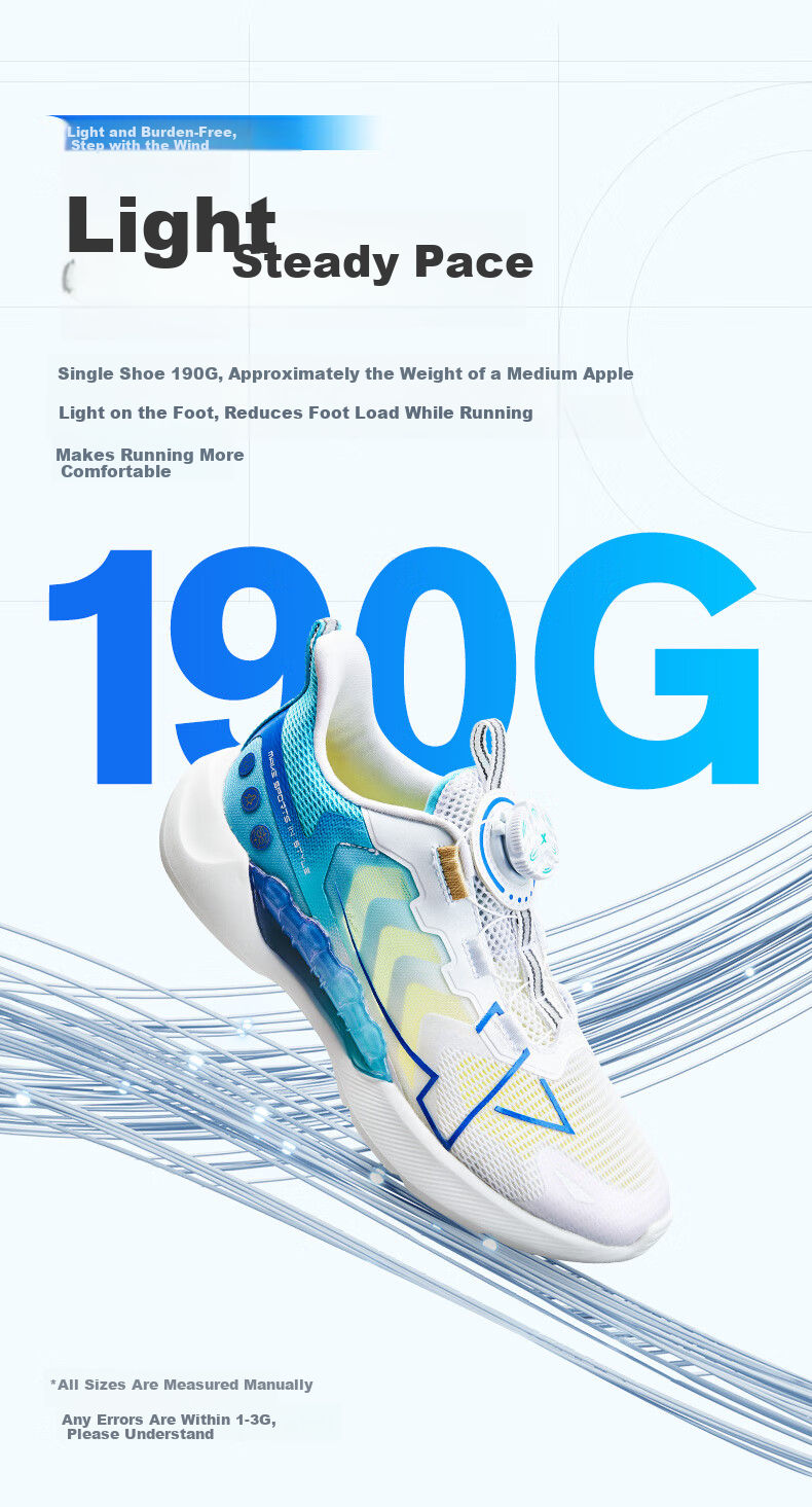 XTEP Kids Unisex Hydrogen Wind Knob Breathable Running Shoes XTEP White/Beijing Blue Size 38 8