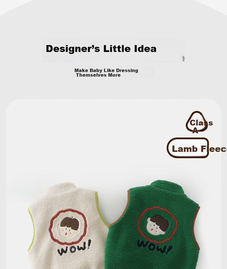 Ciciibear Boys' Lamb Fleece Vest Spring and Autumn Baby Warm Waistcoat Children's Outerwear Infant Jacket 4
