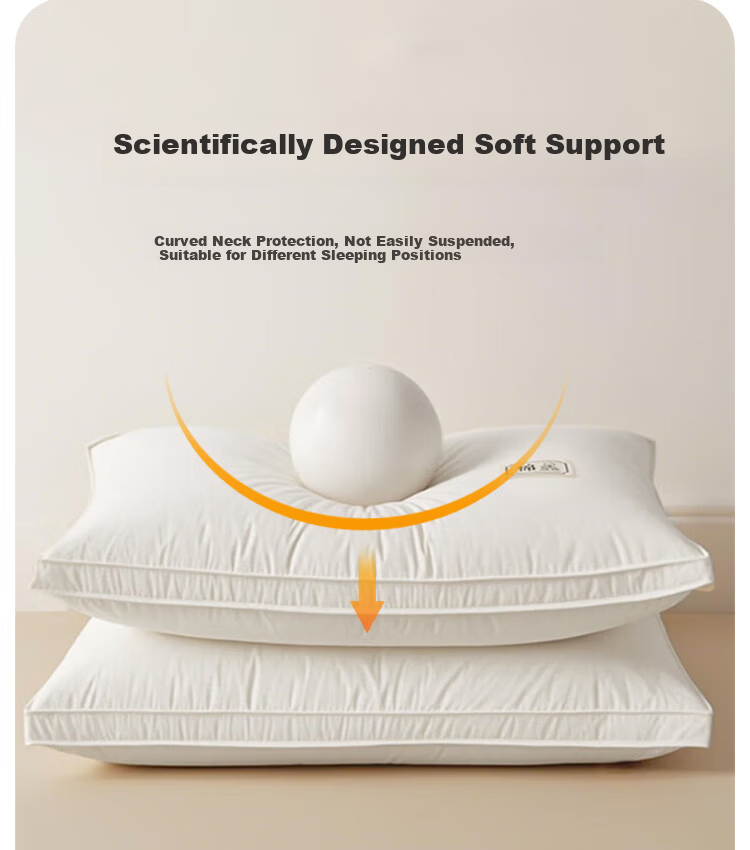 ZiiU Hotel Pillow Class A Pure Cotton Home Neck Support Pillow Core Washable Pair 48*74cm 10