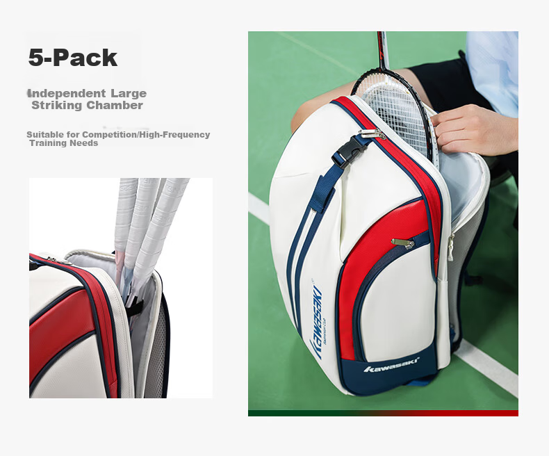 Kawasaki Badminton Backpack Unisex Large Capacity Waterproof Outdoor Shoulder Bag with Separate Shoe Compartment 9