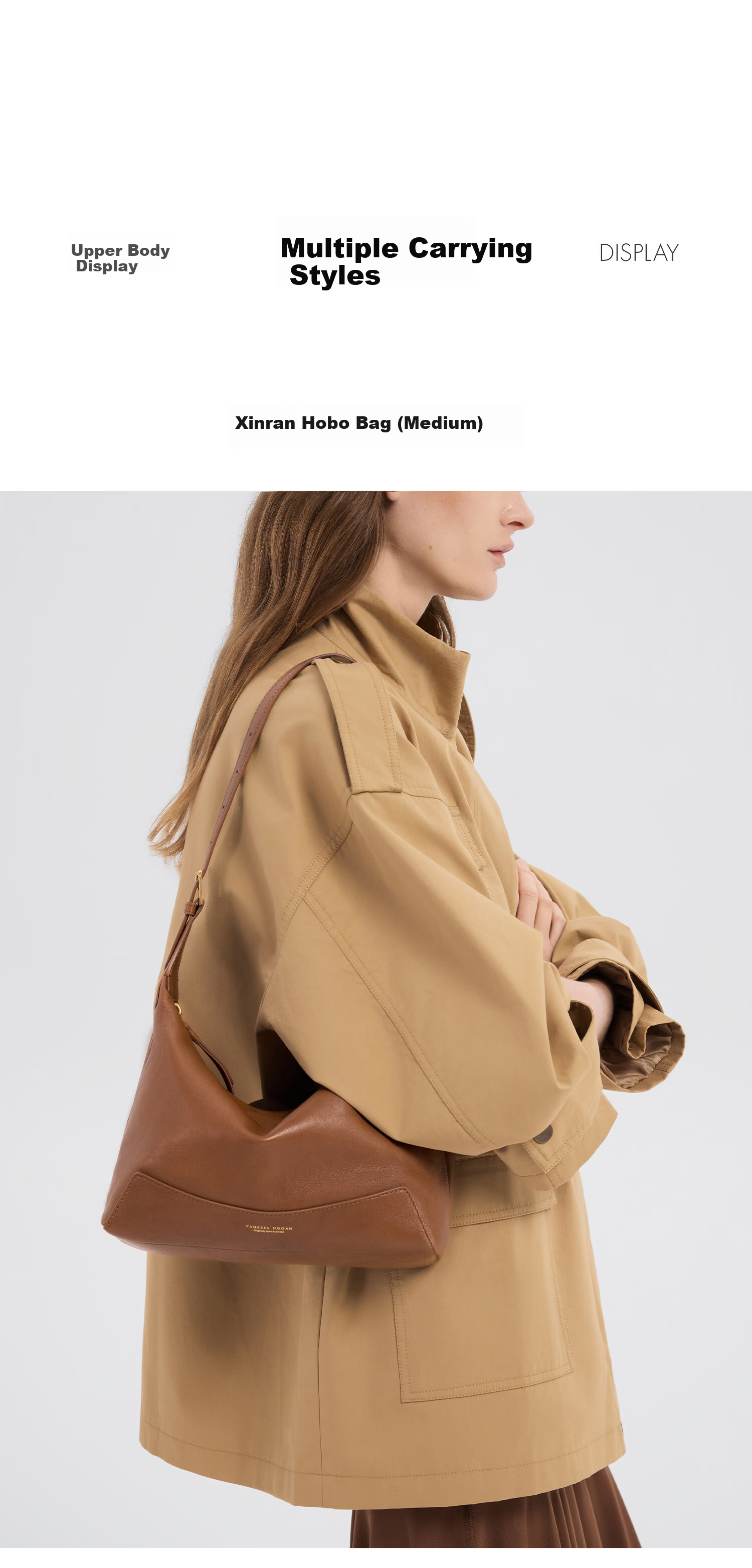 VANESSA HOGAN Zhang Yakin Same Style VH Women's Handbag, Xiran Hobo Bag, Vegetable Tanned Leather, Light Luxury Crossbody Shoulder Bag, Ladies' Birthday Gift 8