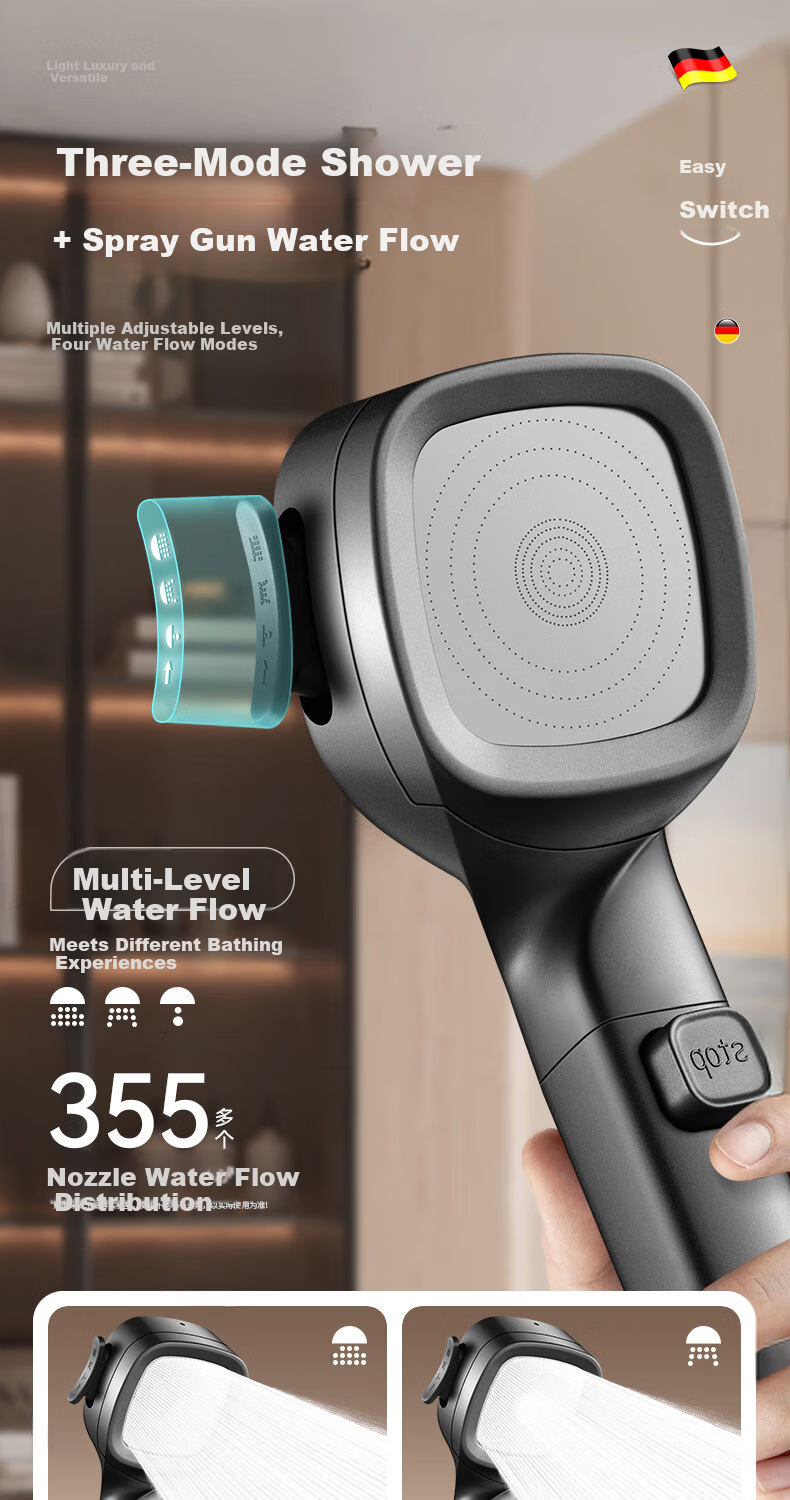 Del 28-Year Brand Powerful Pressurized Shower Head Multifunctional Handheld Bathroom Bath YK218 4
