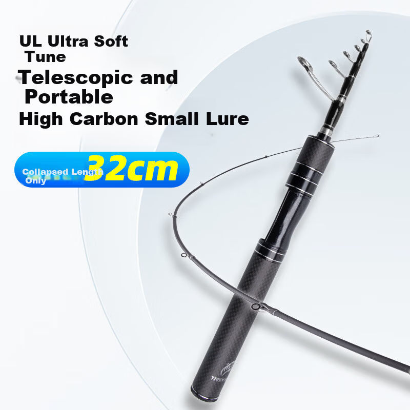 Taigek Micro Retractable Lure Rod Ultra Soft UL Fast Action Portable Travel Multi-Section Mini Fishing Rod 1.8m Straight Handle