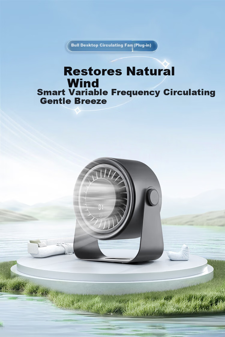 BULL Desktop Fan, Ultra-Quiet Air Circulator Fan, Small Fan for Office Desk, Cooling Device for College Dormitory, Wall-Mounted Electric Fan with 4000mAh Battery 1