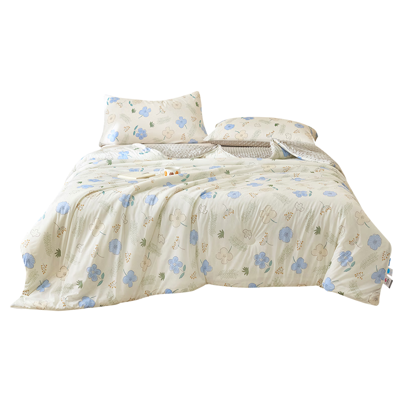 Grace Class A Dot Cooling Silk Summer Quilt, Cooling Value 0.21 Ice Silk Air Conditioning Quilt, Floral Pattern 1.5*2m
