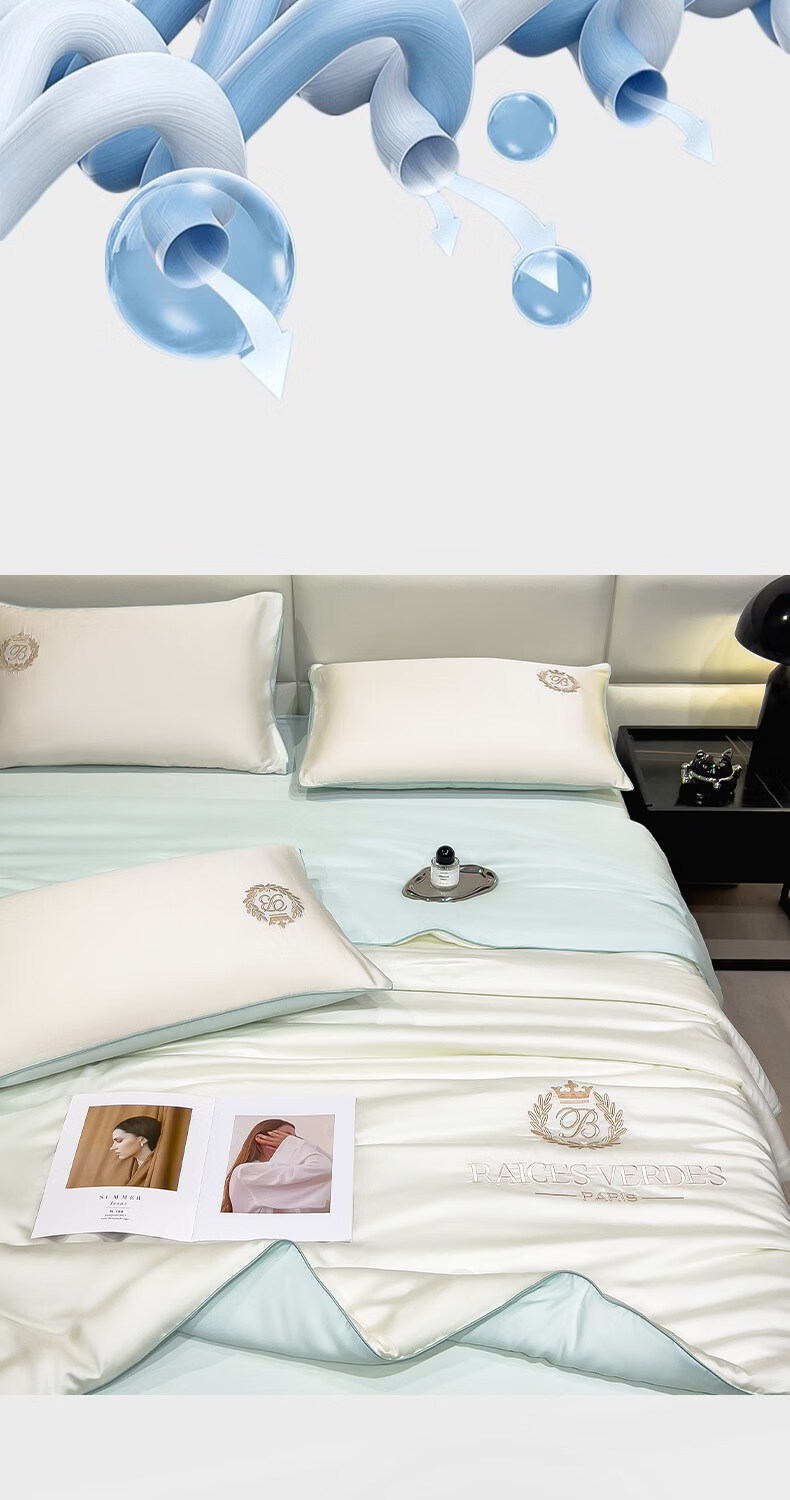 Nanjiren Class A Antibacterial Summer Quilt Air Conditioning Quilt Breathable Quilt Core Summer 180x220cm Light Gray Single/Double 5