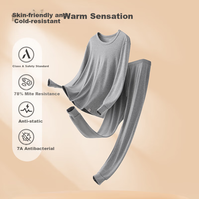 Yiershuang [Class A 100% Pure Cotton] Men's Thermal Underwear Set Antibacterial Youth Autumn Long Johns Full Cotton Sweater