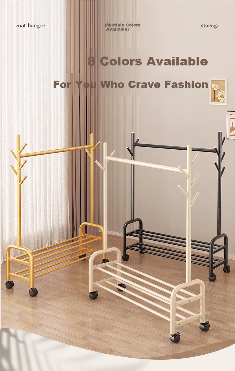Quanpinwu Floor-Standing Clothes Rack, Bedroom Home Indoor Movable Drying Rack, Storage Hanger, Coat And Hat Stand, Single 150cm 15