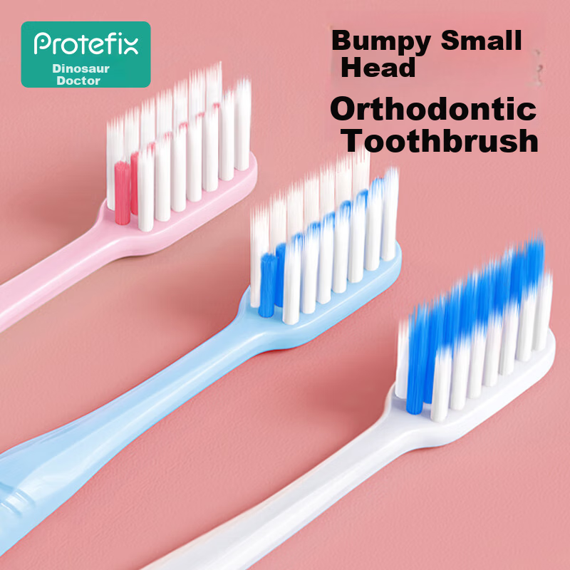 PROTEFIX Orthodontic Concave Toothbrush 4-Pack Soft Bristle Adult Braces Toothbrush Portable Teen Braces Cleaning Brush
