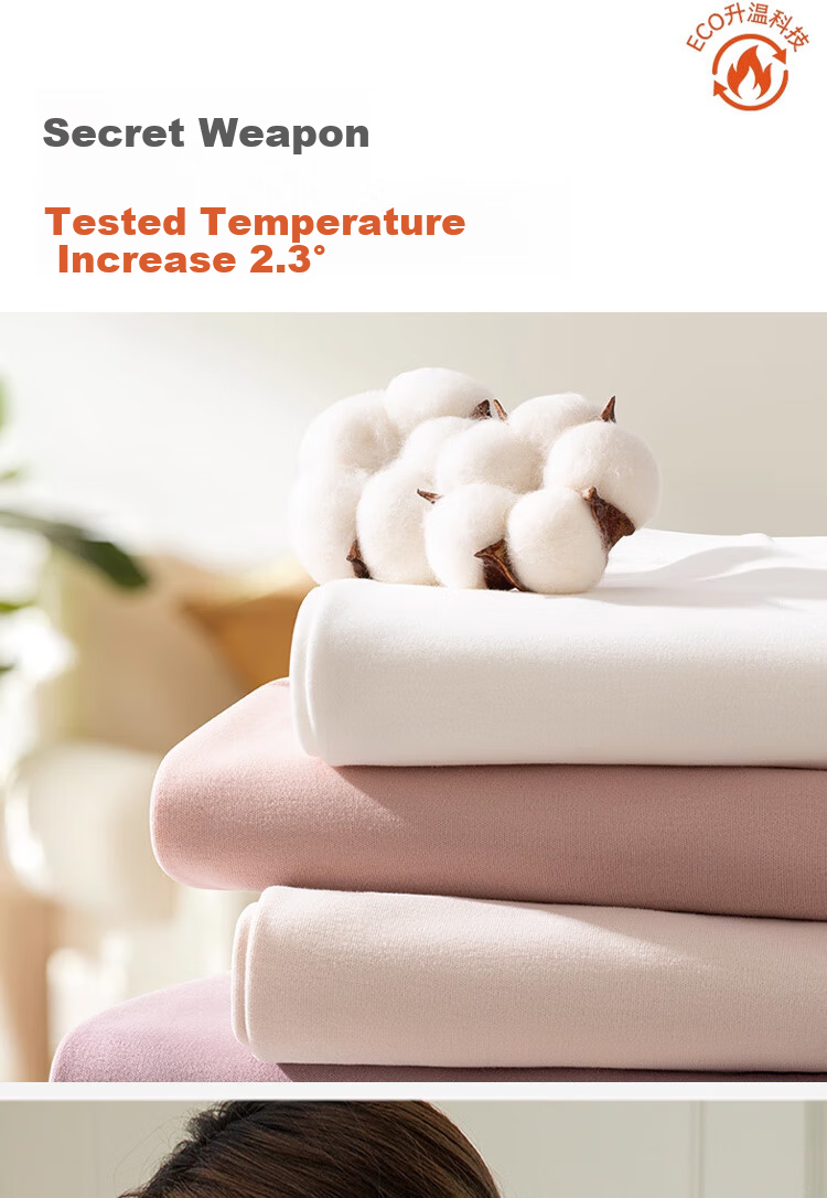 Tingmei Pure Cotton Thermal Underwear Set for Women Autumn Winter Long Johns Cotton Sweater Base Layer Antibacterial 5