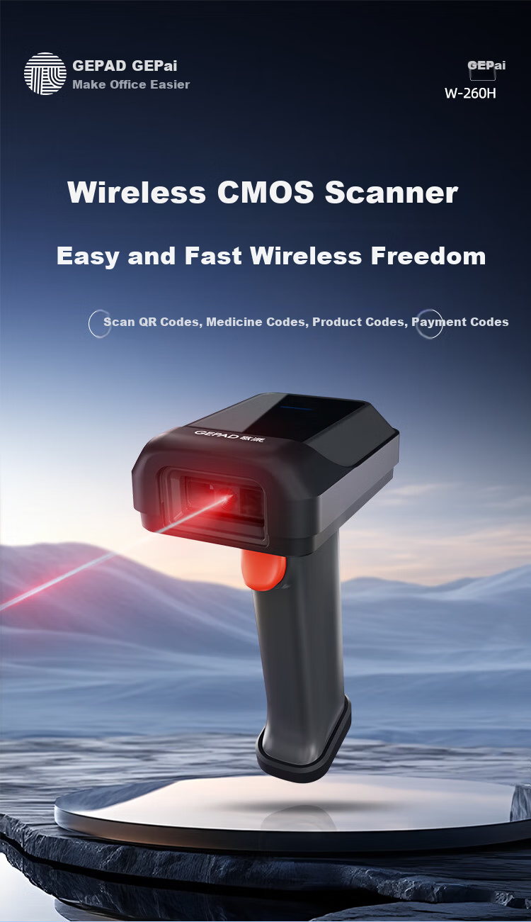 GEPAD Wireless Barcode Scanner Gun, QR Code And Barcode Scanning for Cashier Payment, Express Delivery Logistics Spare Parts Warehouse Product Pharmaceutical Traceability Code GT-2100D 1