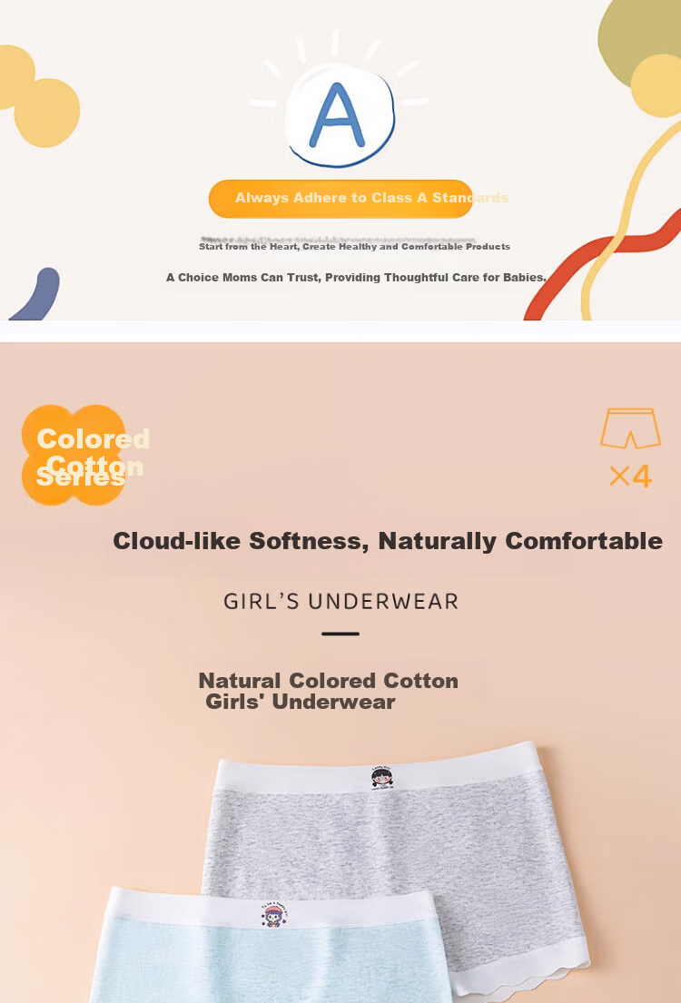 Langsha Girls' Cotton Underwear Children's Boxer Briefs Toddler Girls 2025 New Pure Cotton Triangle Developmental Big Kids Four-Point Shorts 1