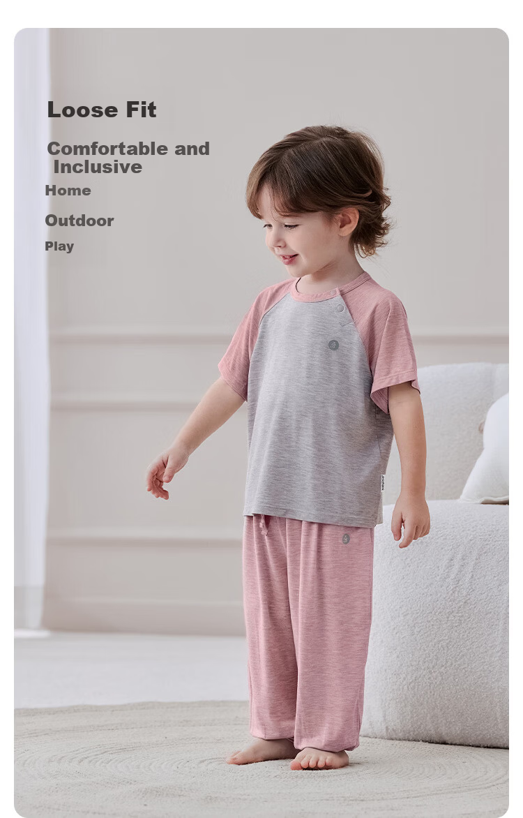 Babylove Baby Summer Thin Bamboo Fiber Short Sleeve T-Shirt Mosquito-Repellent Breathable Kids Air Conditioning Pajamas Set 9