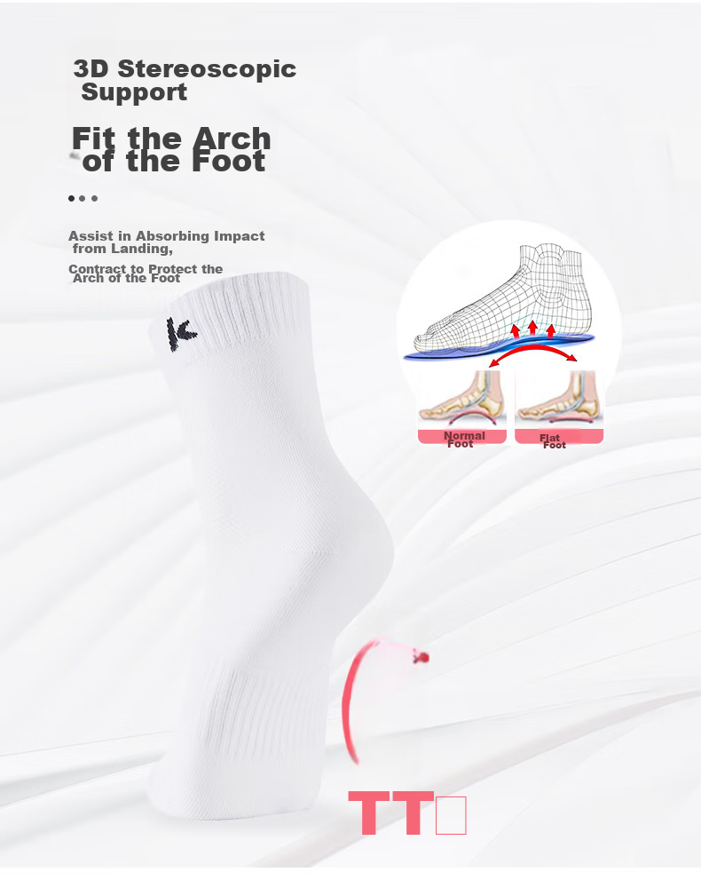 KAWASAKI Badminton Socks for Men with Terry Bottom Sports Short Socks A6102 (Three-Pair Pack) White-Gray Size One Fits All 4
