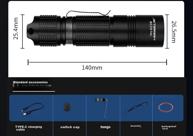 JETBeam BC25TAC High-Intensity Flashlight, Outdoor Bright Long-Range Emergency Camping Light 15