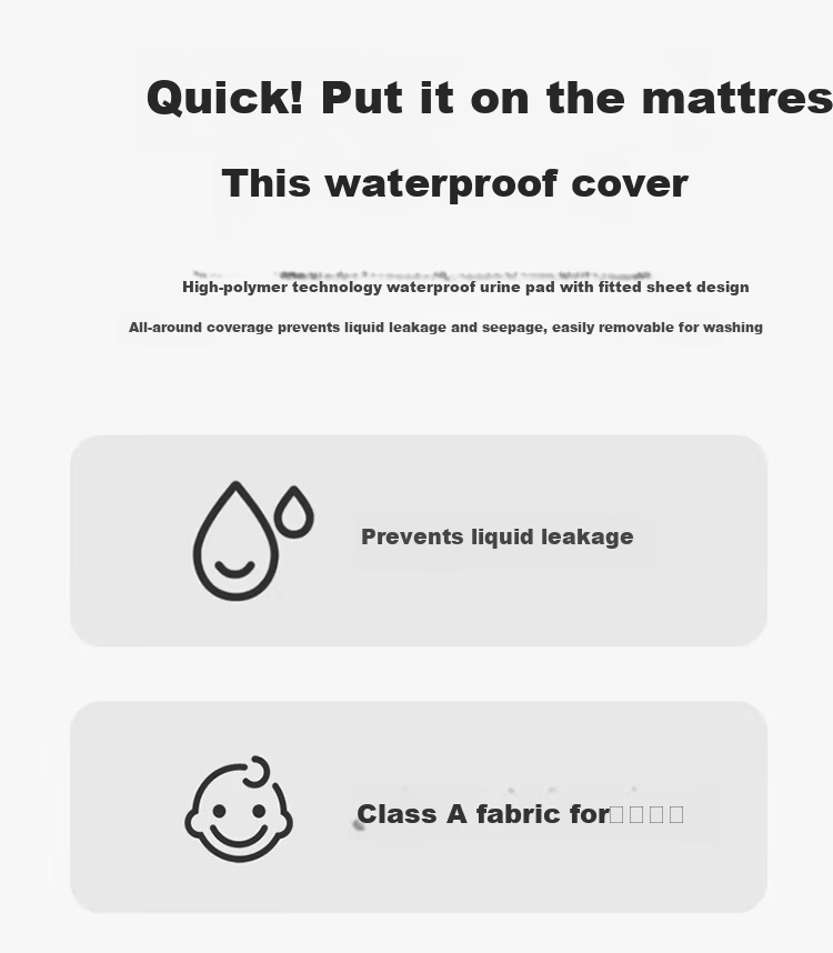 Urban Beauty Class A Waterproof Full Coverage Urine-Proof Fitted Sheet Single Bed Cover Mattress Protector Dustproof Camellia 180*200cm 2