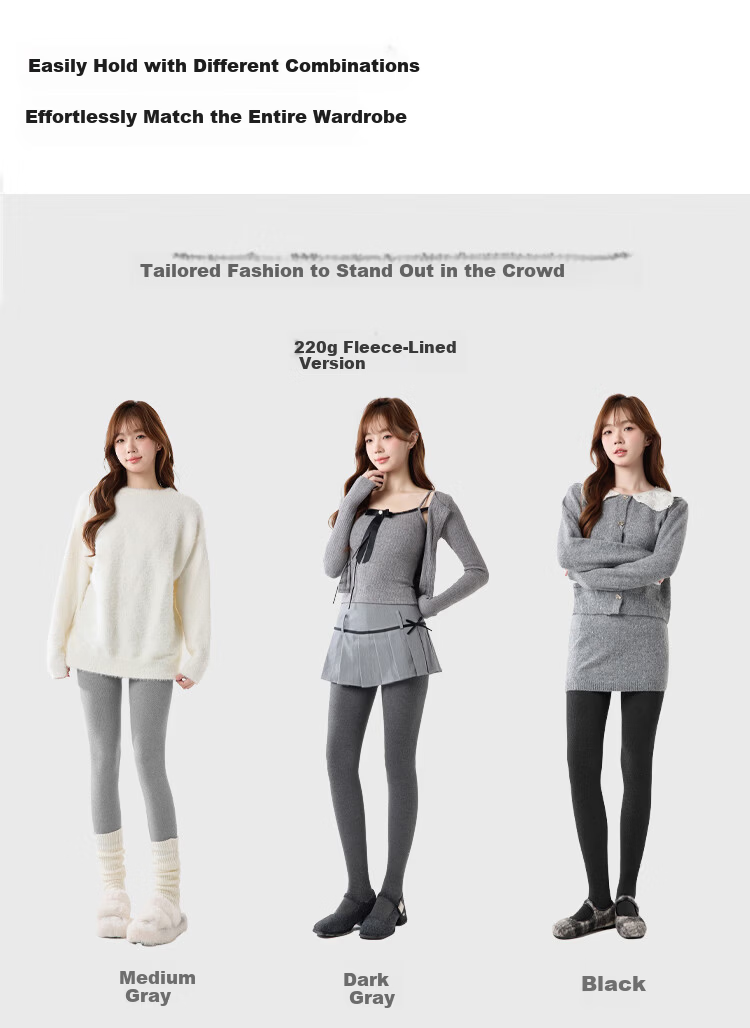 Ordifen Women's Wool Leggings Autumn Winter Solid Color Hip-Lifting Tummy Control Footed Slim Fit New Tights 11