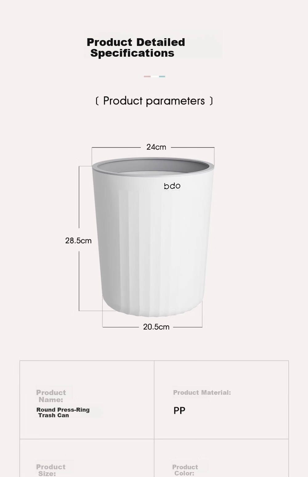 BDO Round Thickened Storage Bag Bucket Plastic Storage Basket Household Kitchen Bathroom Office Paper Bin 12