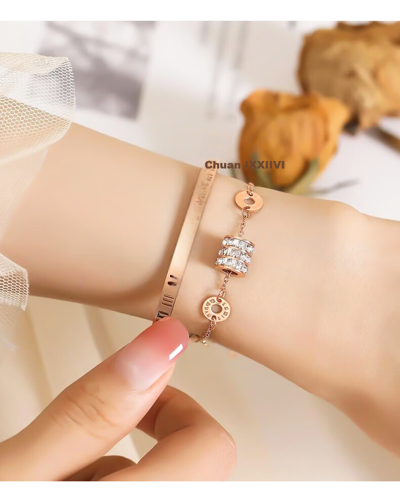 Chow Tai Fook [1000+ Stores] Rose Gold Luxury Slim Waist Bracelet for Women Stackable Bangle Birthday Gift for Girlfriend 10