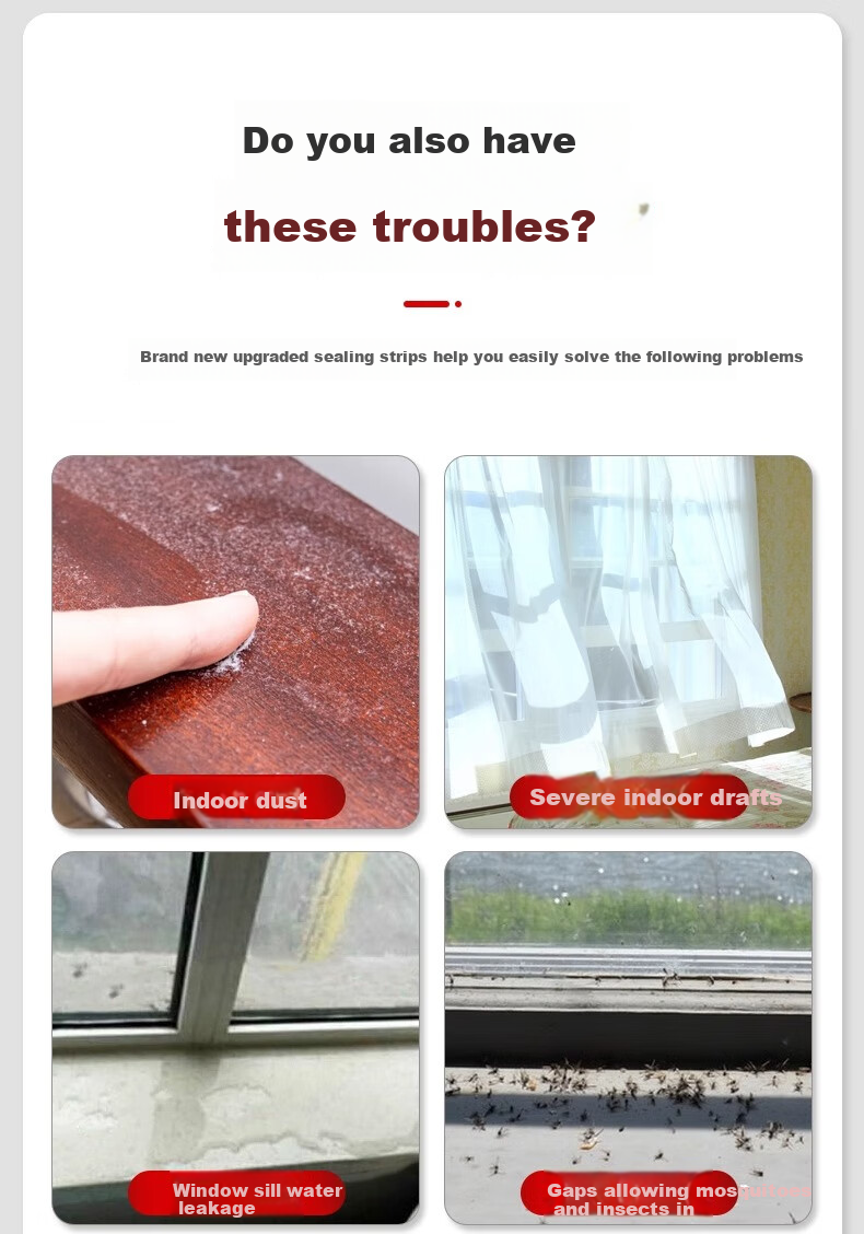 Xiruo Door Gap Sealing Strip Brush for Doors and Windows, Old-style Plastic Steel and Aluminum Alloy Door Gap Slot Brush Strip, Windproof 3