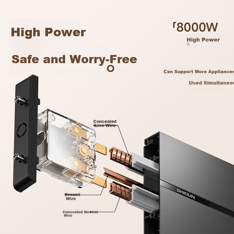 Lion Shield Surface Mounted Track Socket Movable Sideboard Power Rail Track Switch Socket Ambient Light Version 50cm + 3 Three-Prong Outlets Skin Texture Black