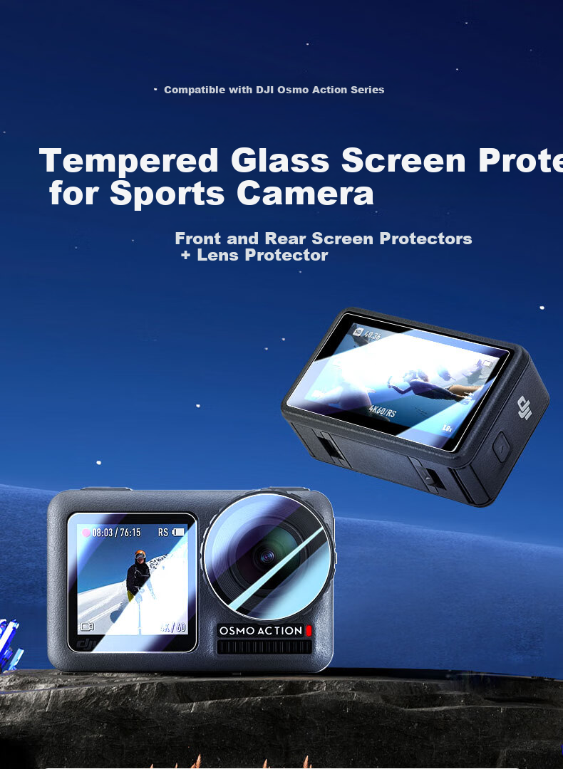 JJC Tempered Glass Screen Protector and Lens Film for DJI Action 5 Pro Osmo Sports Camera Accessories 1