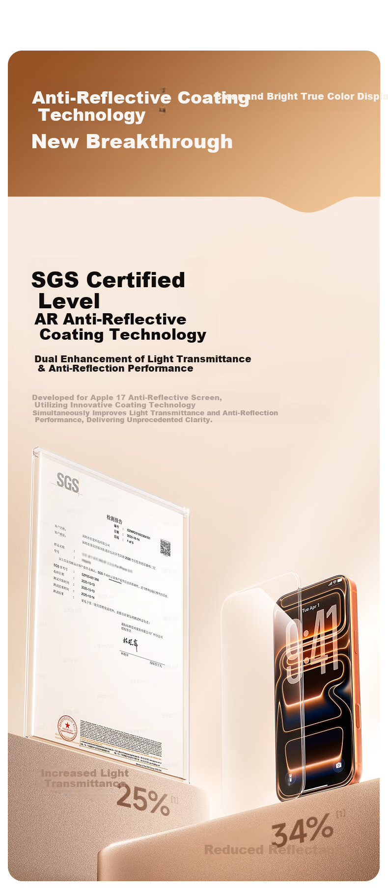BASEUS [AR Anti-Reflective | 1:1 Mold] IPhone 18 Pro/17 Pro Tempered Glass Screen Protector, Apple 18 Pro/17 Pro Phone Film, Dust-Free Chamber Protective Film, Single Piece 10