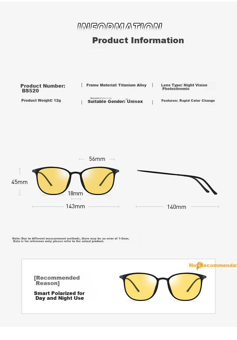 CAPONI Pure Titanium Photochromic Night Vision Sunglasses Unisex Day and Night Driving Anti-Glare Polarized Sunglasses 11