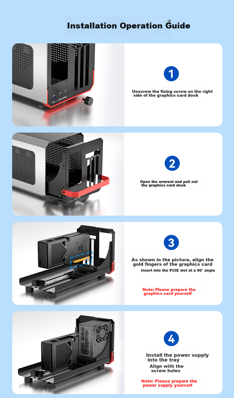 Acasis Business Alloy Chassis Graphics Card Expansion Dock, Laptop Mini PC Thunderbolt USB4 External Expansion Dock, External Independent Graphics Card Dock G4Max 9