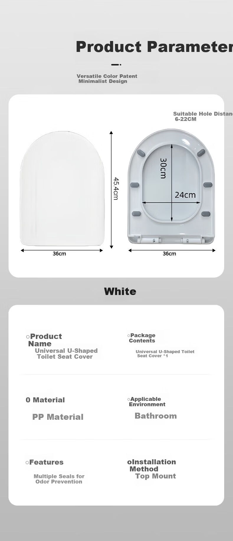 OPLSED [Germany] Universal U-Shaped Enlarged Toilet Seat Cover Thickened Slow-Closing Lid for Old-Style Toilets 15