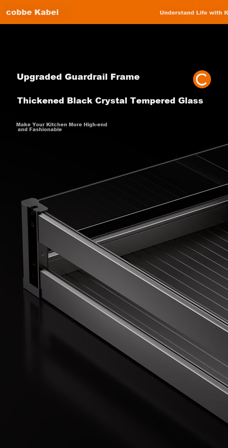 Cobbe Kitchen Pull-Out Aluminum Alloy Cabinet Drawer Double-Layer Dish and Utensil Storage Rack Spice Bowl Basket 12