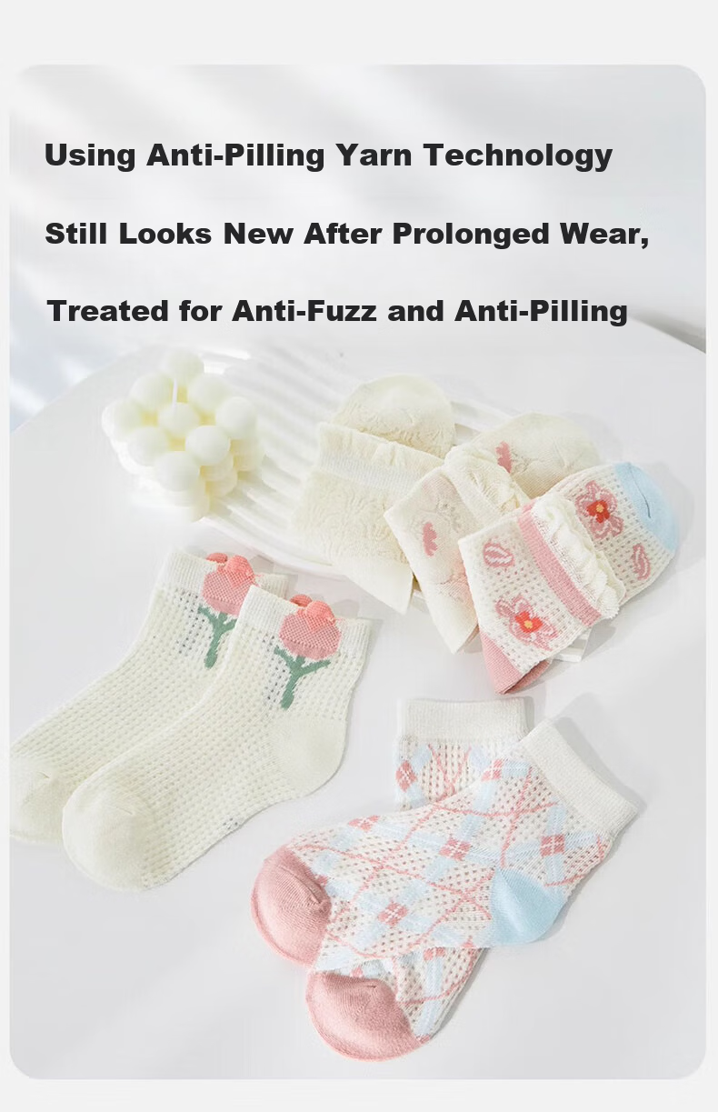 Mianqixiong Children's Socks Summer Thin Pure Cotton Kids Socks Girls Baby Boys Summer Socks Girls Spring Summer Mesh Short Socks 11
