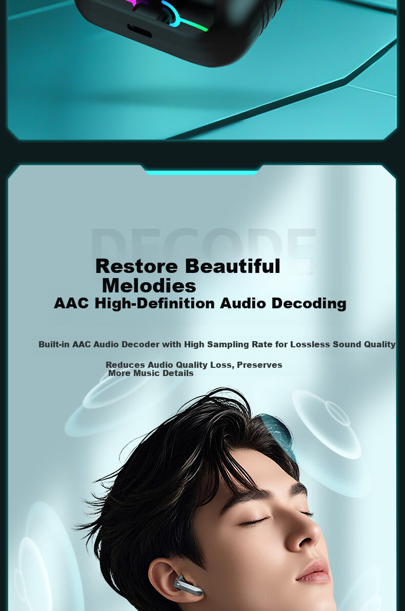 Chengao [ANC Noise Cancelling] Wireless Bluetooth Earbuds 2025 New In-Ear Dual Ear High-Definition Sound Quality Gaming Earphones for PUBG Positional Audio Long Battery Life Universal for Mobile T30 6