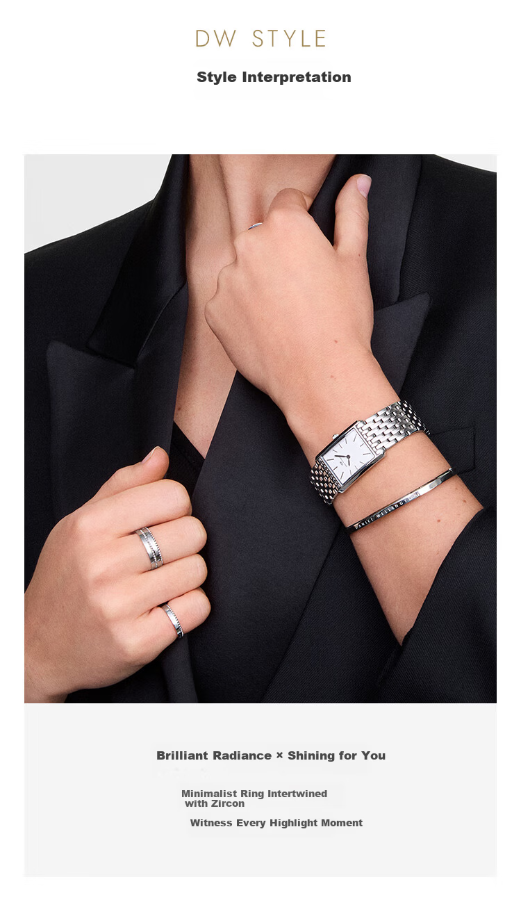 Daniel Wellington DW Ring for Women [520 Gift for Girlfriend] Aura Couple Ring Moonlight Silver Size 54 DW1535 4