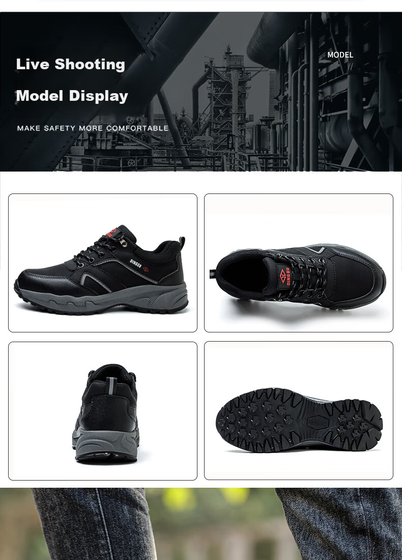Dinggu Safety Shoes for Men with Steel Toe Cap, Puncture-Resistant, Lightweight, Comfortable, Non-Slip, for Construction Sites, 852hui43 10