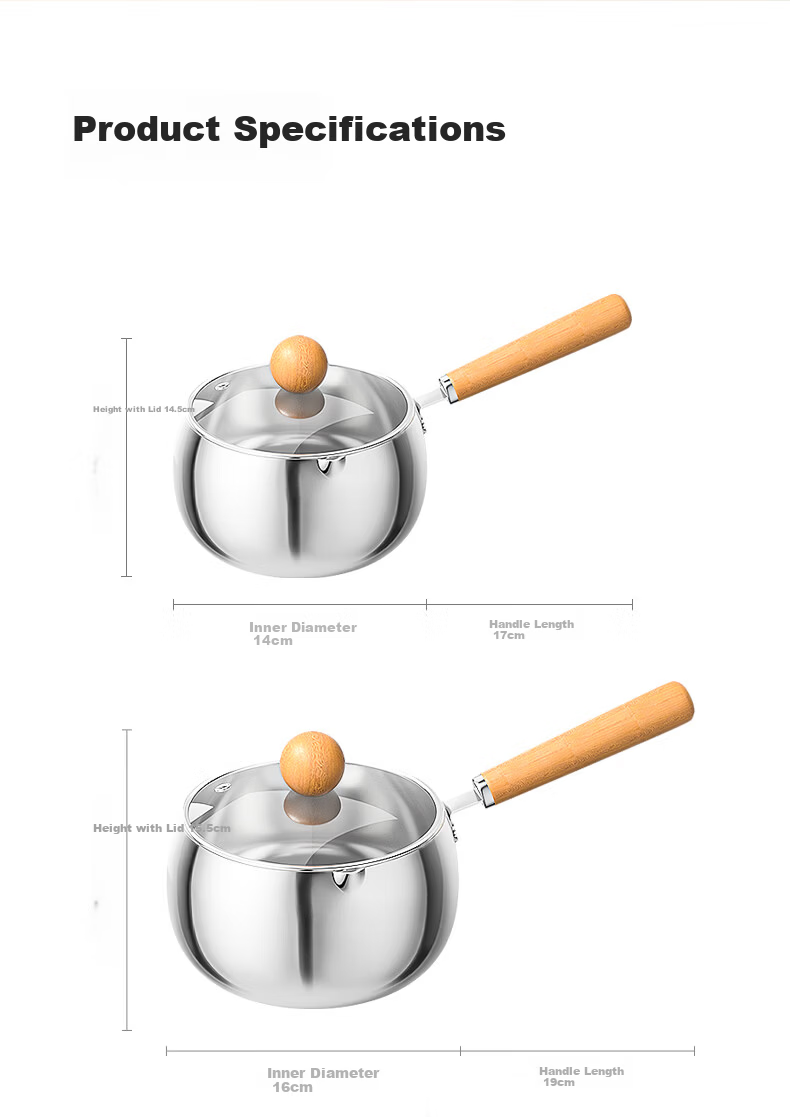 PLODON Baby Food Pot Milk Pot 316L Stainless Steel Non-Coated Soup Pot Small Frying Pan Steaming and Cooking Integrated Infant Food Pot 19