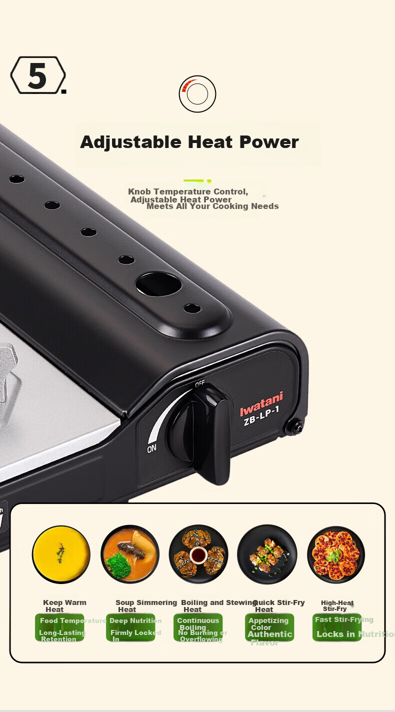 Iwatani Portable Stove [Typhoon Emergency] 2.5kW Cartridge Stove for Camping, Hot Pot, Self-Driving Tours, Home Use Cookware ZB-LP 7