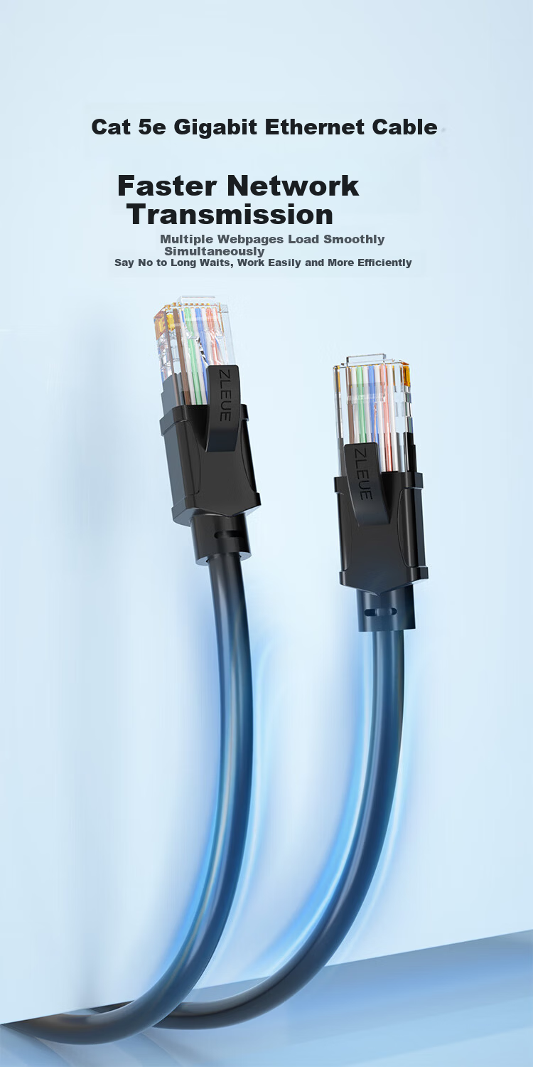 ZLEUE Cat5e High-Speed Gigabit Ethernet Cable, 50 Meters Construction Wiring Broadband Computer Home Connection Patch Cord, Finished Network Cable Blue ZL-5500BL 8