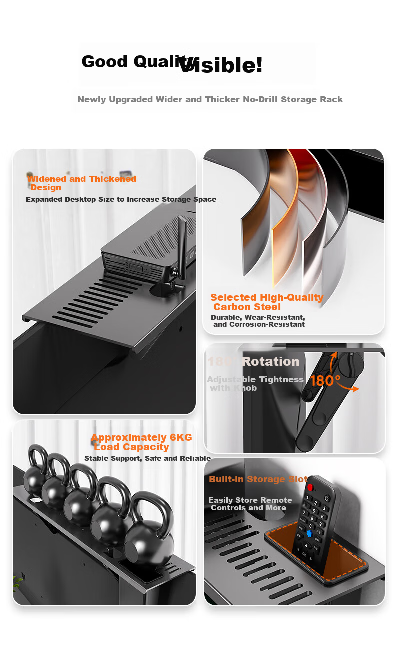 Beishi Set-Top Box Storage Rack TV Set-Top Box Holder Remote Control Organizer Router Stand Monitor Shelf Combo Set 4