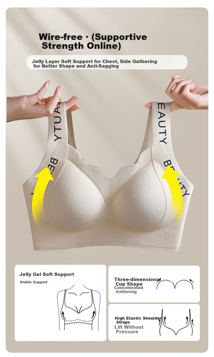 FitonTon 2-Pack High School Student Summer Semi-Fixed Youth Development Seamless Lift Anti-Sagging Girl's Vest Bra 5