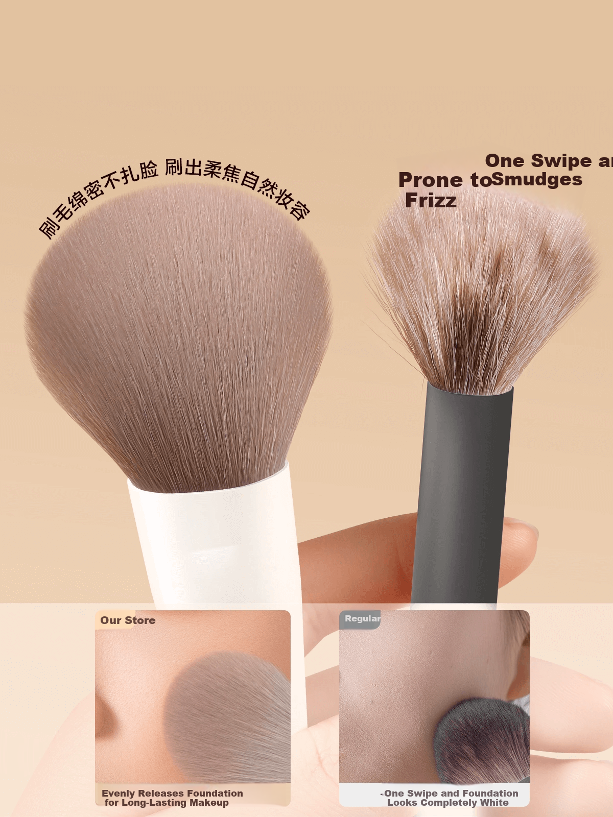 Oeiez Makeup Brush Set, Animal Hair Face And Eye Makeup Blending Brush, Under-Eye Shadow, Eyeliner Detail Brush Tool, Mocha Set of 9 Brushes 5