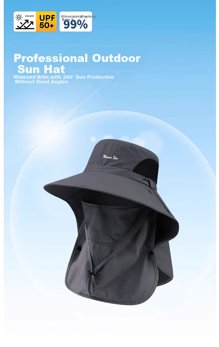Warrior Unisex Sun Protection Hat Outdoor UV Protection Fishing Bucket Hat Sun Hat with Neck Guard and Face Mask 1