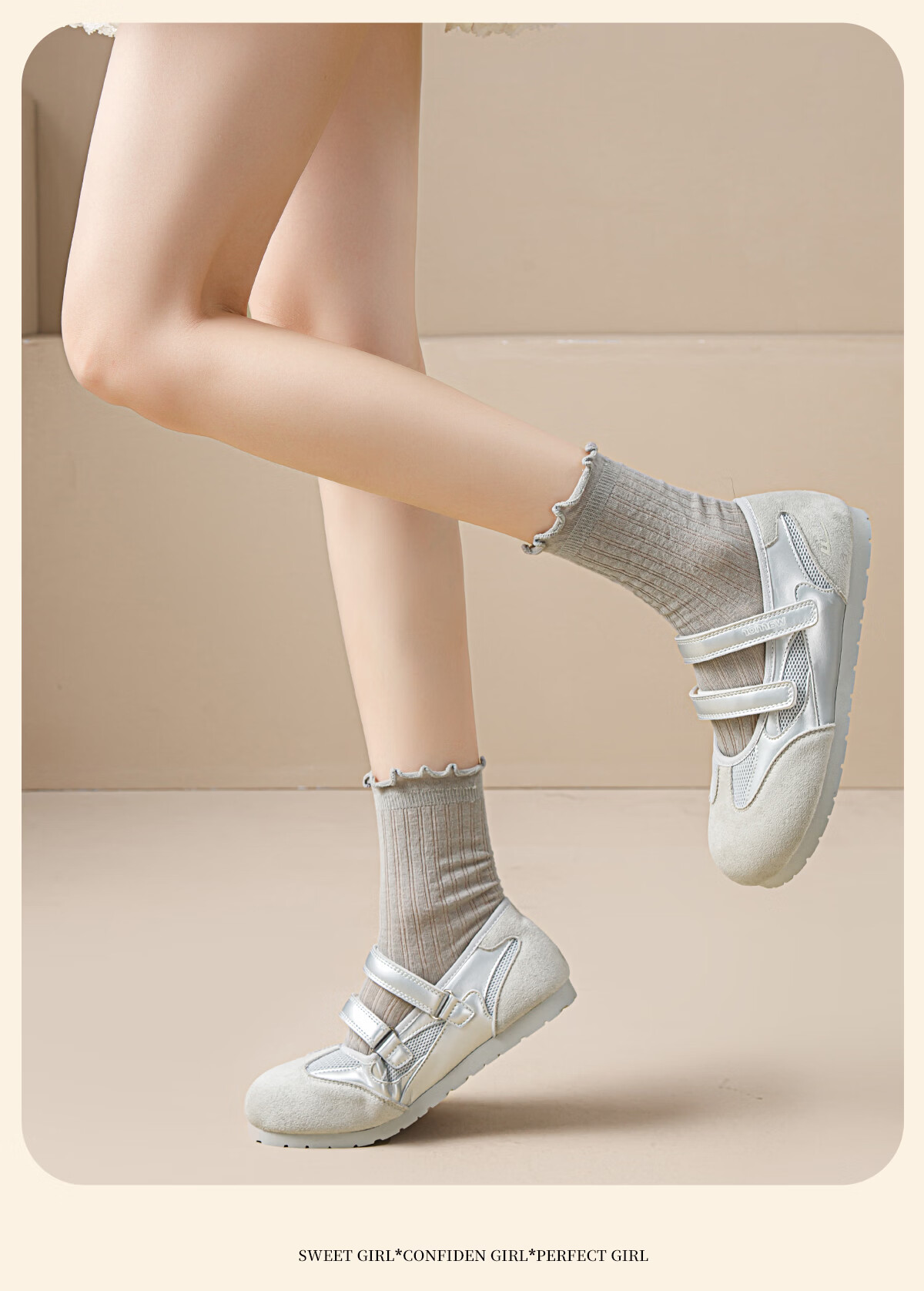 Warrior Mary Jane Shoes Women Summer New Flat Sports Sandals Soft Sole Ballet Training Shoes Beige Gray 40 15