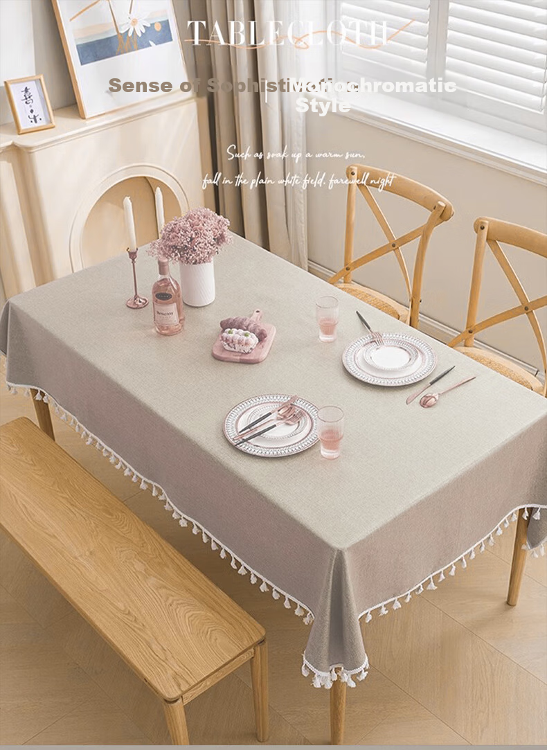 MUJI TPU Waterproof and Heat-Resistant Solid Color Tablecloth Rectangular Desk Cover 90x140cm Off-White 1