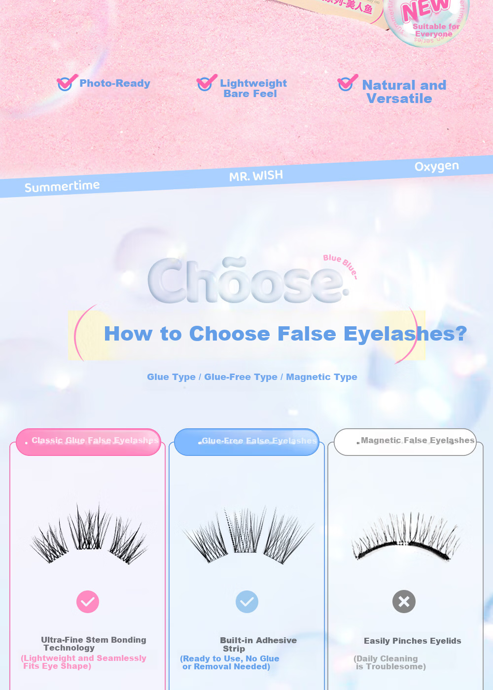 Mr. Wish Cherry Blossom Glue-Free False Eyelashes Natural Realistic Slanting Upward Black Brown Fox Style Glue-Free Cherry 2