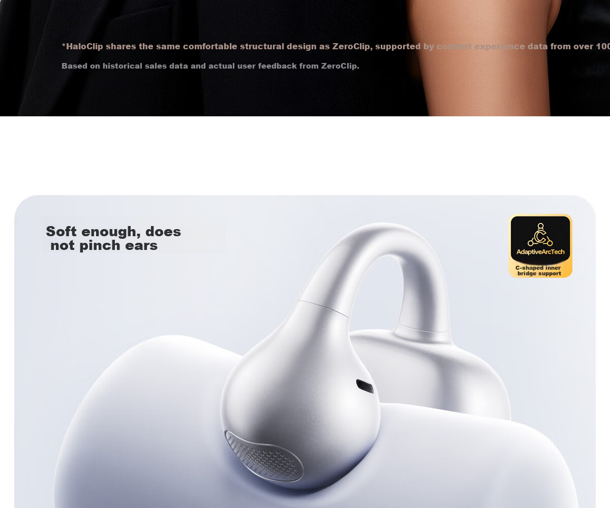 Edifier Halo Clip Clip-On Trendy Bluetooth Earphones Cyber Abyss Lighting Bluetooth 6.1 35H Long Battery Life Compatible with Apple Huawei Xiaomi Phantom Silver 15