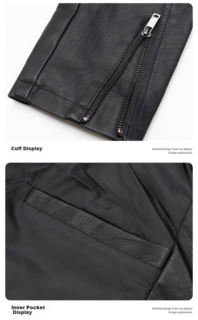 Jeanswest Men's Spring Business Casual Simple Lapel Solid Color PU Jacket Trendy Stylish Youth Outerwear 12