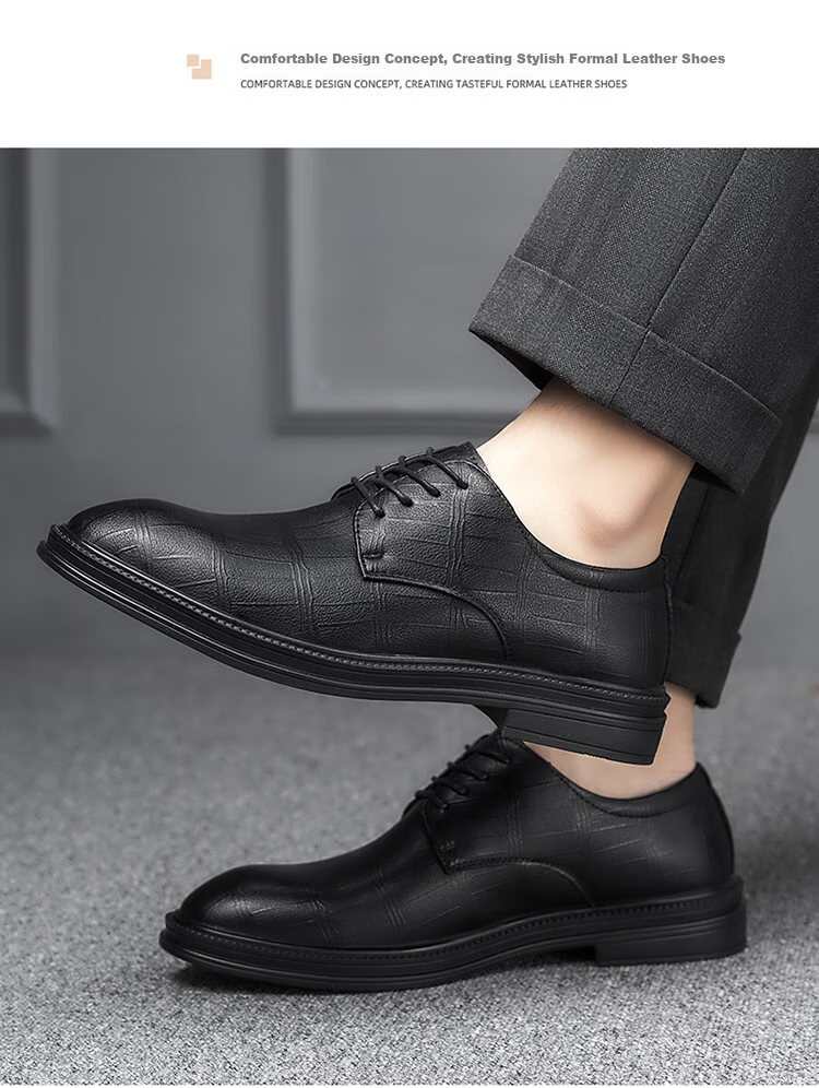 MEXICAN Men's Business Casual Leather Dress Shoes Derby Wedding Shoes Black Size 38 3