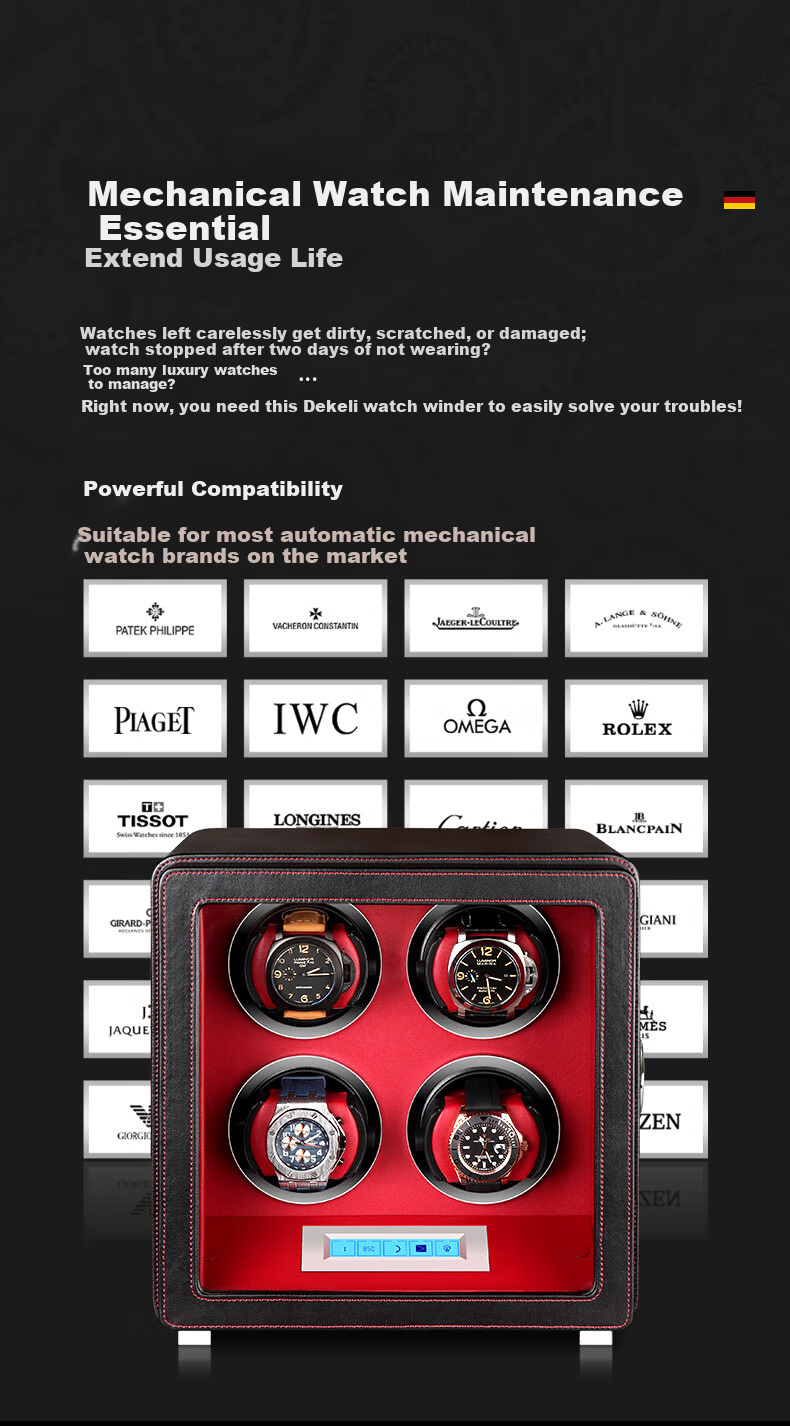 DrikLux Automatic Watch Winder with Fingerprint Unlock for Men and Women Mechanical Watches, Watch Rotator, Commemorative Birthday Gift 10